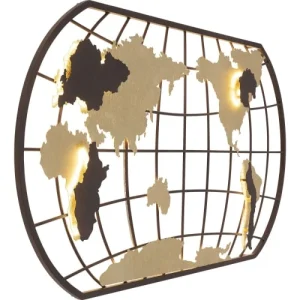 Kare Design Applique Carte Du Monde En Acier Doré Et Marron 13