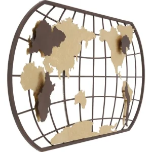 Kare Design Applique Carte Du Monde En Acier Doré Et Marron 15
