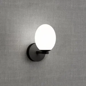 Sulion Applique De Salle De Bains En Verre Opale 25W Avec Base Noire 10