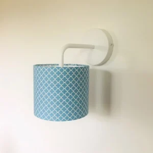 Belamp Applique En Métal Blanc Avec Un Abat-jour En Tissu Ornement Bleu 12