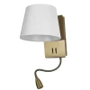 Sulion Applique En Métal Doré Mat Avec Abat-jour Blanc 22