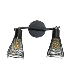 C-Création Applique Murale 2 Lumières En Métal Grillagé Noir Et Cuivré 9
