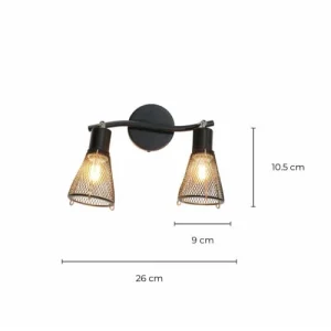 C-Création Applique Murale 2 Lumières En Métal Grillagé Noir Et Cuivré 15