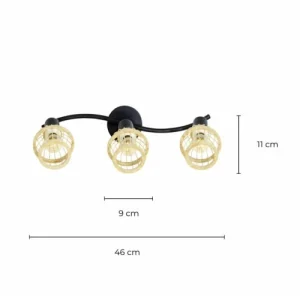 C-Création Applique Murale 3 Lumières En Bambou Coloris Naturel Et Métal Noir 9