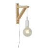 Lucide Applique Murale équerre Bois Blanche Avec Prise H22,5cm 20