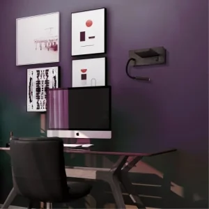 Cristalrecord Applique Murale Noire Avec 2 Lumières Led Indépendantes Et Port Usb 16
