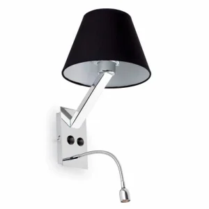 Faro Barcelona Applique Steel Noir E27 + Led 6