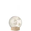 LANADECO Cloche Boule Led Papillons Verre/bois Blanc/naturel H13cm 8