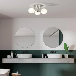 COREP – Plafonnier De Salle De Bain 3 Lumières Métal Et Verre L19cm Ar 7