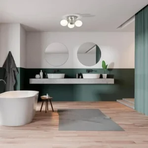 COREP – Plafonnier De Salle De Bain 3 Lumières Métal Et Verre L19cm Ar 9