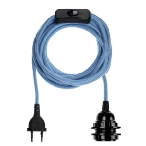 Hoopzi Fil électrique En Tissu Luminaire Bleu Pastel 4,5m 18