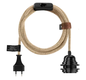 Hoopzi Fil électrique En Tissu Luminaire Bleu Pastel 4,5m 16