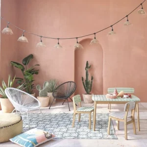 Maisons Du Monde Guirlande D’extérieur 10 Abat-jours Tressés Et Câble Noir 6M 18
