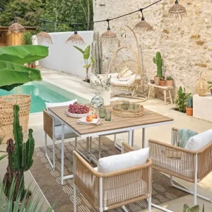 Maisons Du Monde Guirlande D’extérieur 10 Abat-jours Tressés Et Câble Noir 6M 10