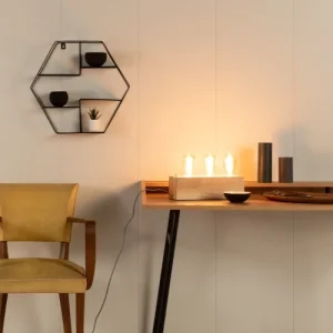 Sampa Helios Lampe à Poser 3 Lumières Bois L33cm 10