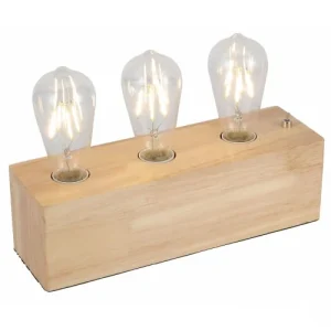 Sampa Helios Lampe à Poser 3 Lumières Bois L33cm 16