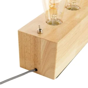 Sampa Helios Lampe à Poser 3 Lumières Bois L33cm 18