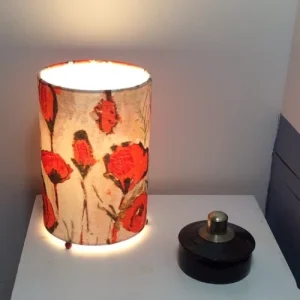 Ambiances & Toiles Lampe à Poser Cylindrique Coquelicots, Tissu Lalie Design, H 23cm 9