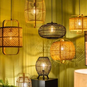 Mica Decorations Lampe à Poser En Bambou Marron Clair H41 10