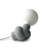 Gone’s Lampe à Poser En Béton Et Bois Cordon Blanc Ampoule LED Porcelaine 22