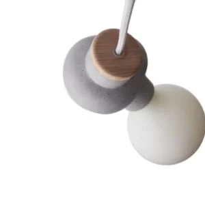 Gone’s Lampe à Poser En Béton Et Bois Cordon Blanc Ampoule LED Porcelaine 18