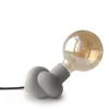 Gone’s Lampe à Poser En Béton Et Bois Cordon Noir Ampoule LED Edison 17