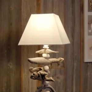 Coc’art Lampe à Poser En Bois Blanc Cassé 7