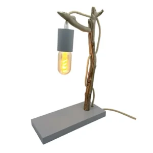 Coc’art Lampe à Poser En Bois Recyclé Gris 6