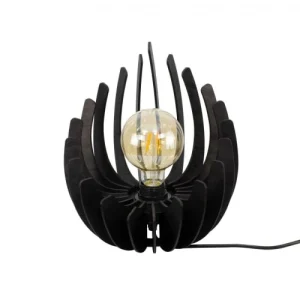 C-Création Lampe à Poser En Lamelles De Bois Noir 12