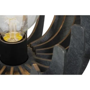 C-Création Lampe à Poser En Lamelles De Bois Noir 16