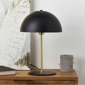 Altobuy Lampe à Poser En Métal Noir Et Doré Abat-jour Dôme 9