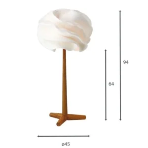 Now’s Home Lampe à Poser En Zipper Ivoire Pied En Teck H94 15