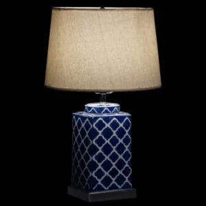 Wadiga Lampe à Poser Style Oriental En Porcelaine Bleue Et Blanche – 35x35x57 10