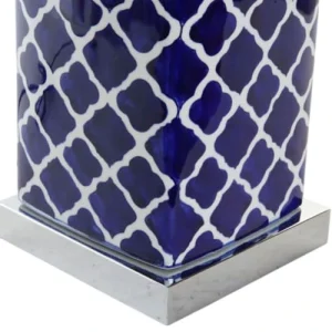Wadiga Lampe à Poser Style Oriental En Porcelaine Bleue Et Blanche – 35x35x57 12