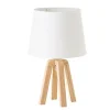 Unimasa Lampe à Poser Trépied Bois Et Abat-jour Blanc H34,5cm 16