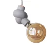 Gone’s Lampe à Suspendre En Béton Et Bois Cordon Noir Ampoule LED Edison 11