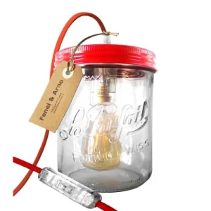 Fenel & Arno Lampe Bocal En Verre Rouge 16