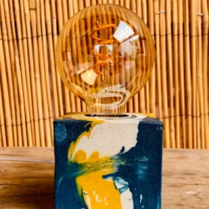 Junny Lampe Cube Marbré En Béton Jaune & Bleu 10
