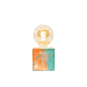 Junny Lampe Cube Marbré En Béton Rose & Turquoise 16