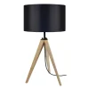 TOSEL Lampe De Chevet Bois Naturel Et Noir 20