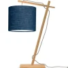 Good & Mojo Lampe De Table Bambou/lin Bleu H46cm 17