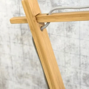 Good & Mojo Lampe De Table Bambou/lin Bleu H46cm 12