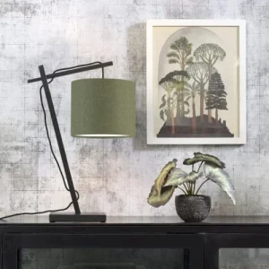 Good & Mojo Lampe De Table Bambou Noir/lin H46cm 10