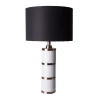 Lastdeco Lampe De Table En Acier, Marbre Et Lin, Blanche Et Noire 38x38x72,4 19
