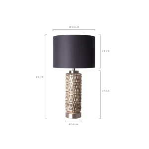 Lastdeco Lampe De Table En Acier, Verre Et Lin En Noir Et Or 42x42x79 9