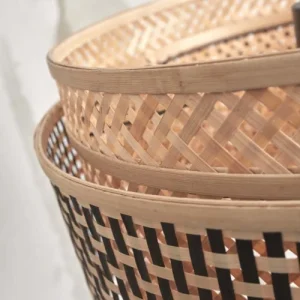 Good & Mojo Lampe De Table En Bambou Abat-jour En Bambou Naturel/noir, H. 40cm 14
