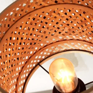Good & Mojo Lampe De Table En Bambou Abat-jour En Bambou Naturel/noir, H. 40cm 18