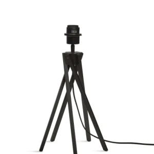 Good & Mojo Lampe De Table En Bambou Abat-jour En Jute Noir, H. 45cm 18