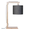 Good & Mojo Lampe De Table En Bambou Abat-jour En Lin Gris Foncé, H. 47cm 20