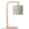 Good & Mojo Lampe De Table En Bambou Abat-jour En Lin Lin Foncé, H. 47cm 11